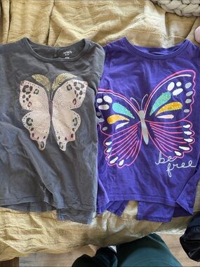 Carter's Brown Girls Tee with Gold Foil Feather